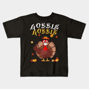 Gobble Funny Thanksgiving Turkey Face Mask Boys Girls Gift Kids T-Shirt